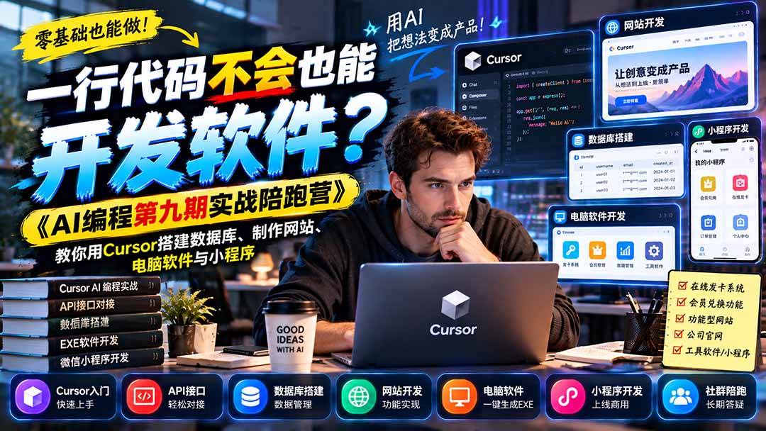 零基础用Cursor学AI编程：网站数据库小程序开发实战