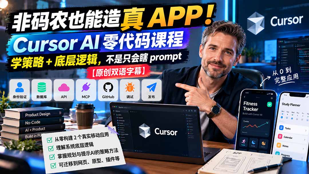 非码农零代码用Cursor AI开发APP：4模块60+视频学策略与底层逻辑
