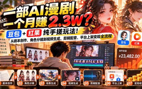 豆包+红果AI漫剧教程：零基础ComfyUI图生视频到上架变现全流程
