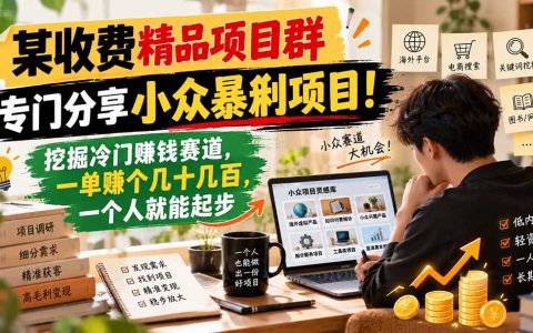 小众蓝海项目群：电商平台+关键词搜索法挖掘冷门赚钱赛道，一人可起步