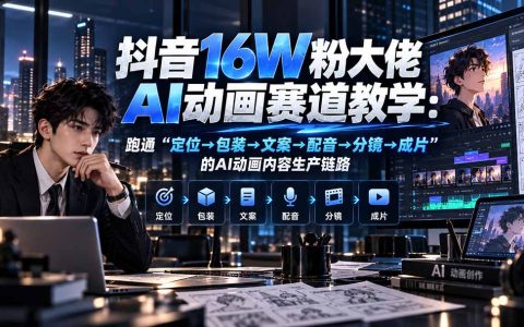 抖音16W粉大佬AI动画赛道教学：定位包装文案配音分镜成片全流程