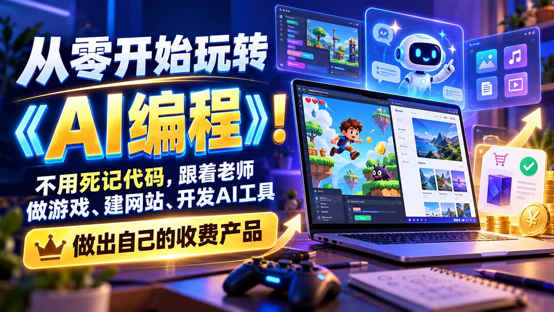 零基础AI编程入门：用豆包Trae从做游戏到开发AI SaaS收费产品