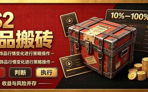CS2倒货搬砖副业教程：小本金印花单轮10-100步骤%+利润，脚本点位法月化20-30%
