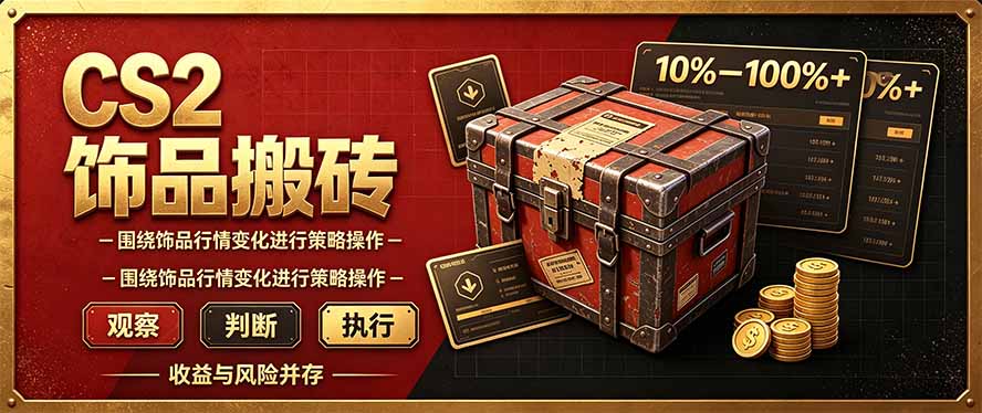 CS2倒货搬砖副业教程：小本金印花单轮10-100步骤%+利润，脚本点位法月化20-30%