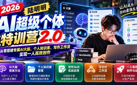 2026AI超级个体训练营2.0：零基础用Obsidian+ima搭建AI大脑与写作工作流