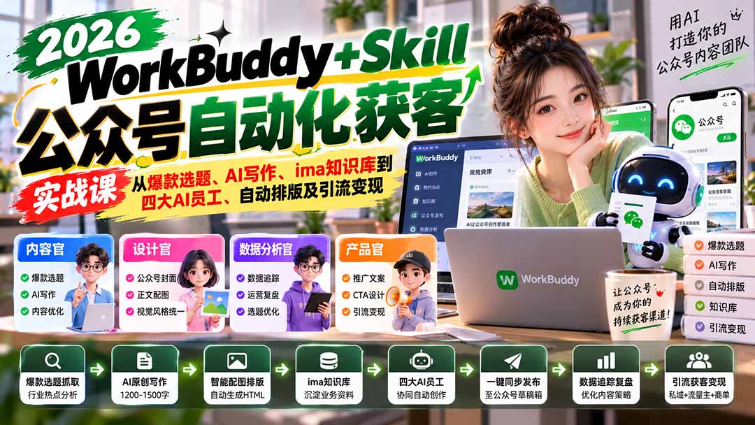 WorkBuddy+ima知识库公众号AI写作自动排版获客教程