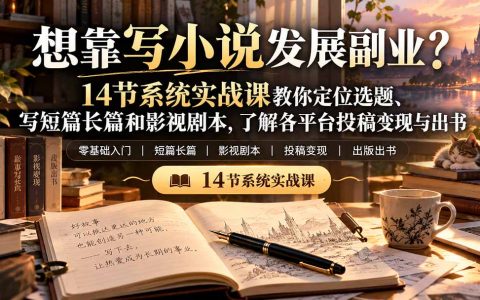 零基础小说写作副业课：14节实战教你选题定位、短篇长篇与影视剧本投稿变现出书
