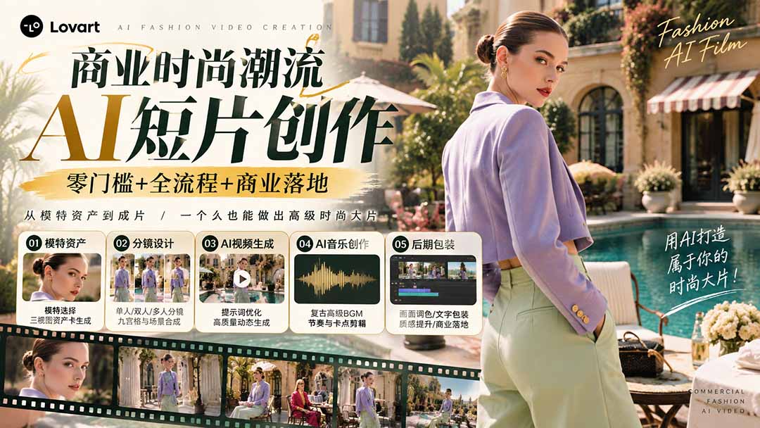 AI时尚广告实战：即梦LibTV三视图资产与分镜视频剪辑课