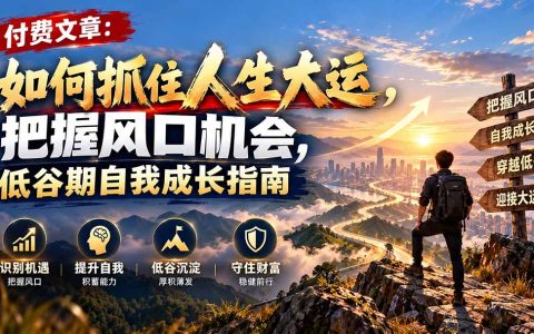 人生大运怎么抓住？27-35岁风口机会识别与低谷期自我成长指南
