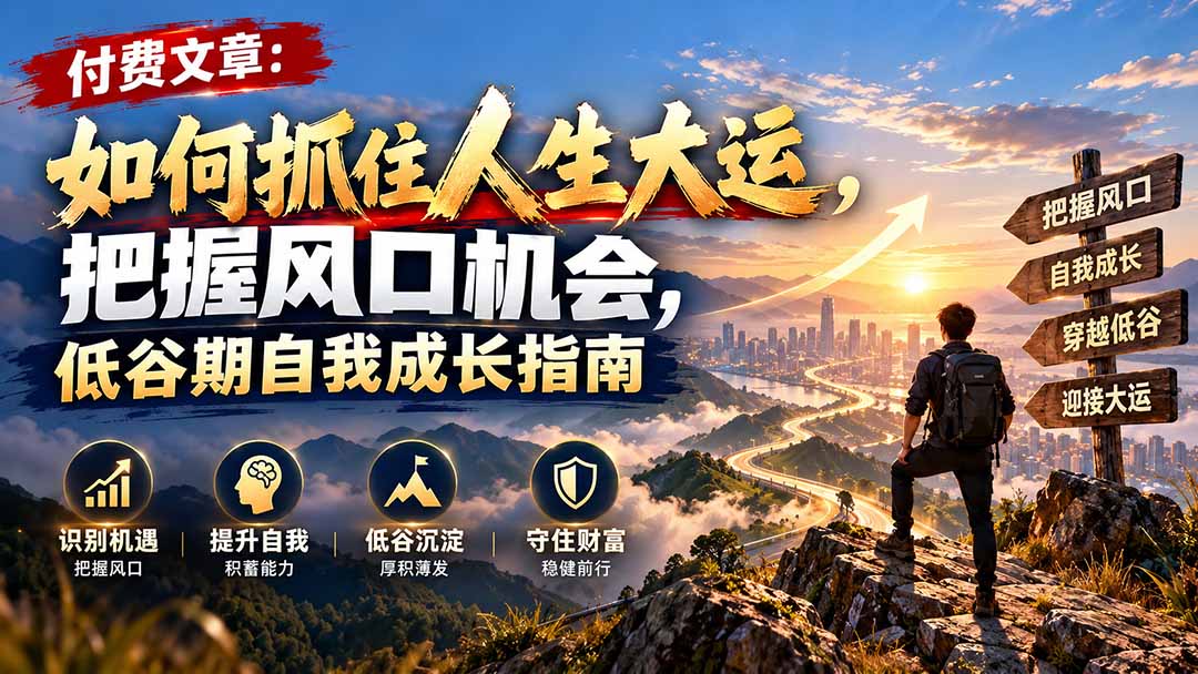 人生大运怎么抓住？27-35岁风口机会识别与低谷期自我成长指南