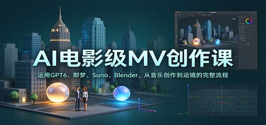 GPT6+即梦+Suno+Blender：AI电影级MV制作全流程课