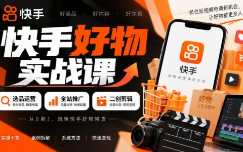 快手好物实战课：晴儿选品运营+全站推广+二创剪辑带货变现