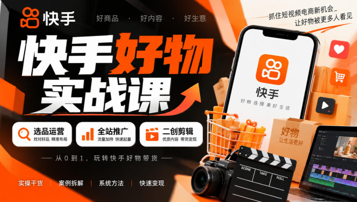 快手好物实战课:晴儿选品运营+全站推广+二创剪辑带货变现 快手好物实战课:晴儿选品运营+全站推广+二创剪辑带货变现