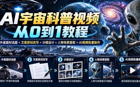 AI宇宙科普视频从0到1教程：外星选题+文案改写+分镜提示词+批量制作