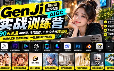 AIGC实战训练营：90天掌握AI绘画视频产品设计与3D建模全流程