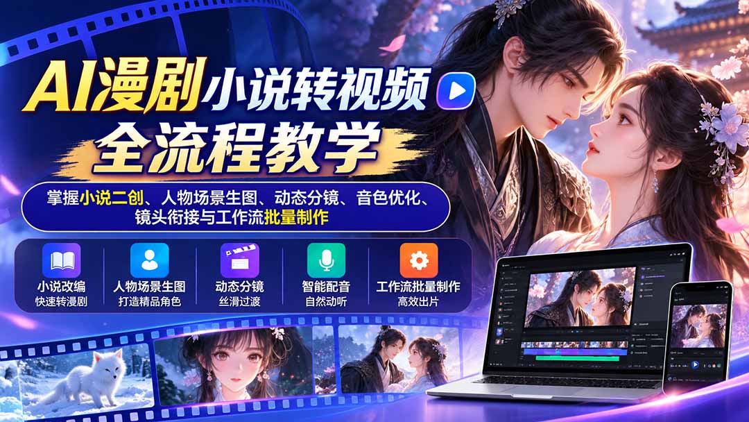 AI漫剧小说转视频全流程：即梦小云雀小说二创与动态分镜配音教程