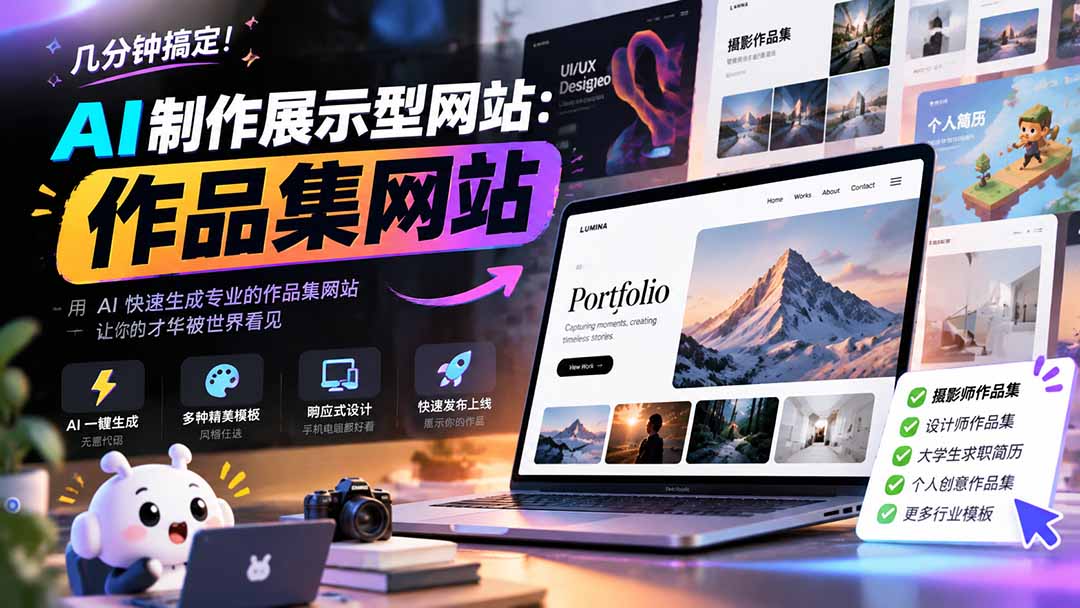 AI作品集网站制作教程：几分钟用AI工具生成专业作品集网站接单变现