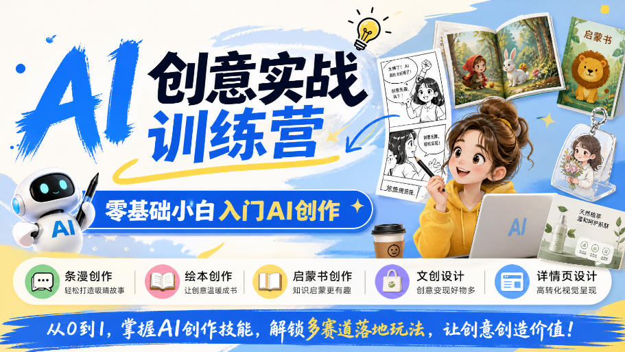 零基础AI创意实战训练营:AI作图条漫绘本启蒙书文创详情页全流程 零基础AI创意实战训练营:AI作图条漫绘本启蒙书文创详情页全流程
