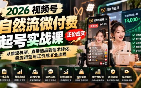 2026视频号自然流微付费起号实战：推流选品话术稳流成交