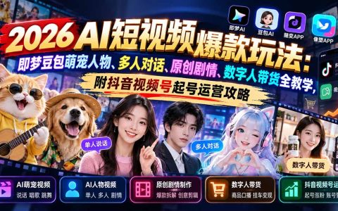 2026即梦豆包AI短视频爆款教学：萌宠人物多人对话与数字人带货起号攻略