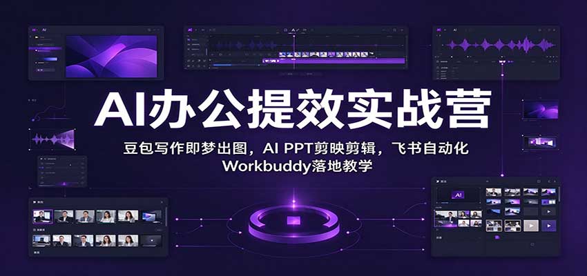 AI办公提效实战营：豆包写作即梦出图，AI PPT剪映剪辑，飞书自动化Workbuddy落地教学