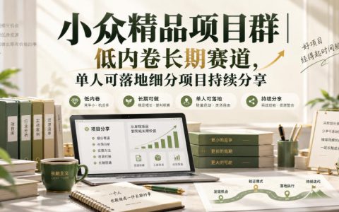 小众精品项目群｜100方法低内卷长期赛道，单人可落地细分项目实操分享
