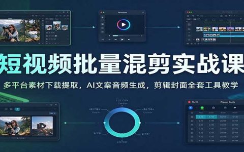 短视频批量混剪实战：多平台素材下载去水印+AI文案配音剪辑封面全套工具教学