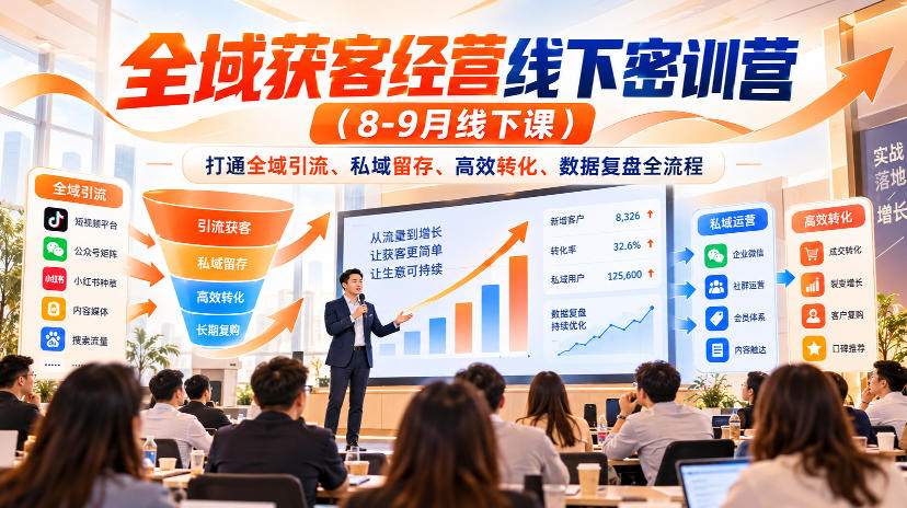 全域获客线下密训营8-9月课：短视频直播引流+私域转化SOP