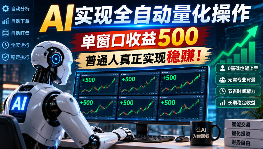 AI量化交易自动化操作教程：单窗口月收益500步骤，新手1小时上手
