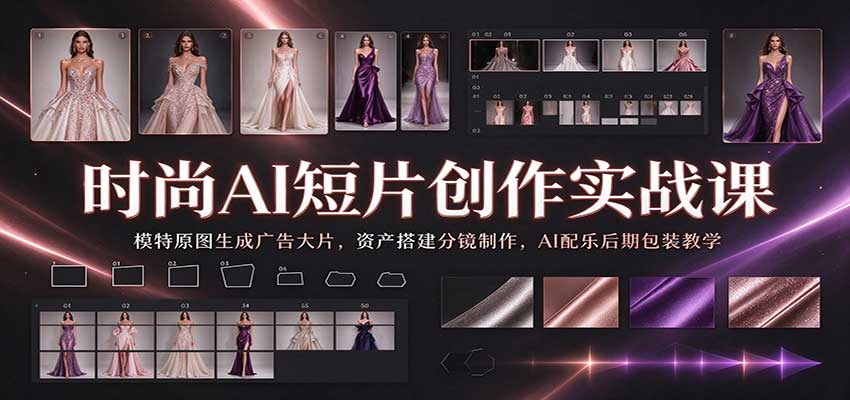时尚AI短片实战：模特原图生成广告大片，资产搭建分镜视频生成与AI配乐后期包装