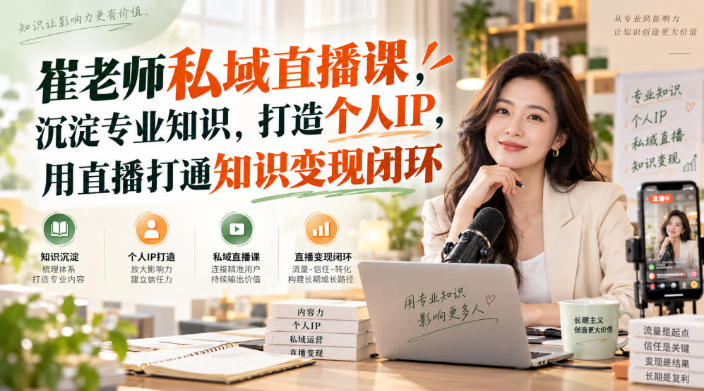 崔老师私域直播课：沉淀专业知识打造个人IP，用直播打通知识变现闭环