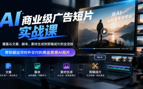 AI商业广告短片实战课：剪映+LIBTV全流程，接单交付级