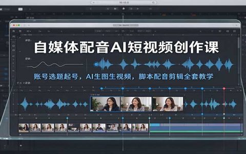 自媒体配音AI短视频创作课：零基础账号起号+AI生图生视频+剪映配音剪辑全流程