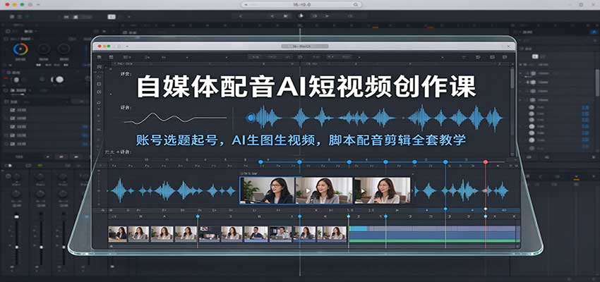自媒体配音AI短视频创作课：零基础账号起号+AI生图生视频+剪映配音剪辑全流程