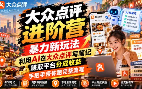 大众点评AI写笔记赚分成，手把手跑通全流程副业玩法