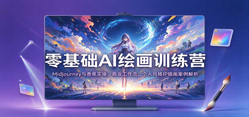 零基础AI绘画训练营：Midjourney与香蕉实操，商业工作流与IP插画案例