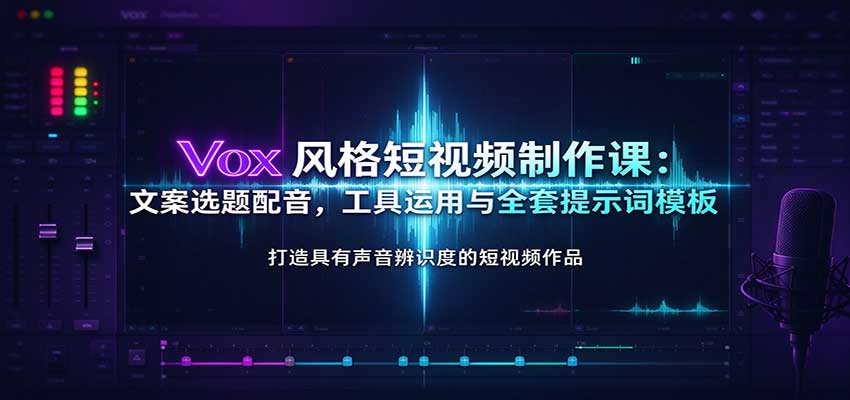 Vox风格短视频制作课：文案选题配音与提示词模板全流程