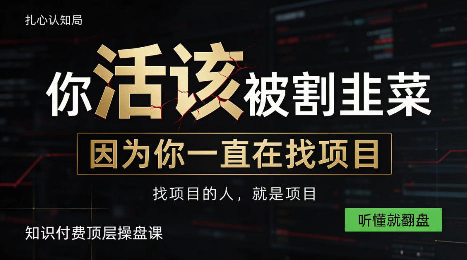 知识付费操盘课：普通人卖项目赚钱，从干活的人变收钱的人