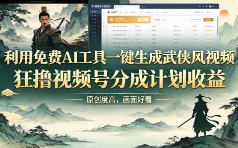 免费AI工具一键生成武侠风视频，视频号分成计划小白也能做原创