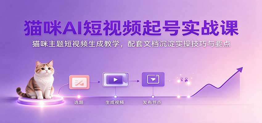 猫咪AI短视频起号实战课：零基础AI萌宠视频制作教学（附教程文档）