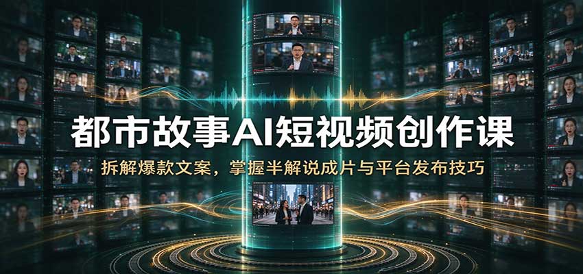 都市故事AI短视频课：爆款文案拆解+半解说成片与发布技巧