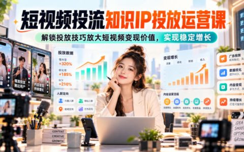 短视频投流知识IP投放运营课：微信豆实操与ROI数据分析，破解投产低放量难