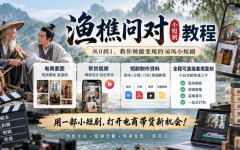 渔樵问对小短剧教程：AI带货视频+电商套图+无限画布工作流