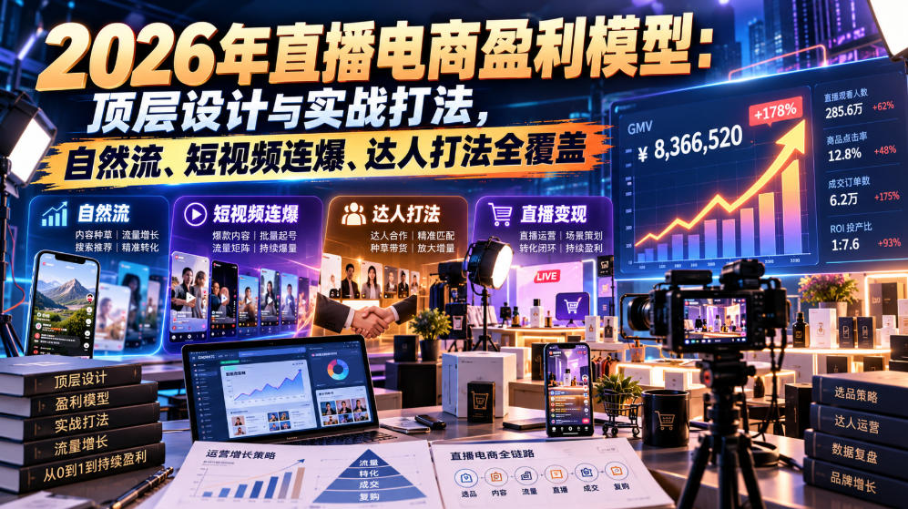 2026直播电商盈利模型:自然流ROI+千川投放+达人打法全解析 2026直播电商盈利模型:自然流ROI+千川投放+达人打法全解析