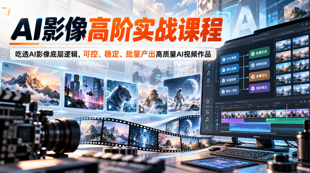 AI影像高阶实战课：吃透底层逻辑，用ComfyUI/Sora稳定批量产出高质量视频