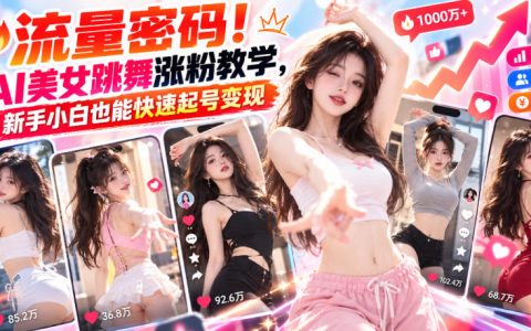 AI美女跳舞视频涨粉教程：新手小白快速起号与橱窗带货变现指南