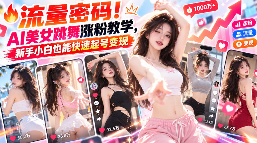 AI美女跳舞视频涨粉教程：新手小白快速起号与橱窗带货变现指南