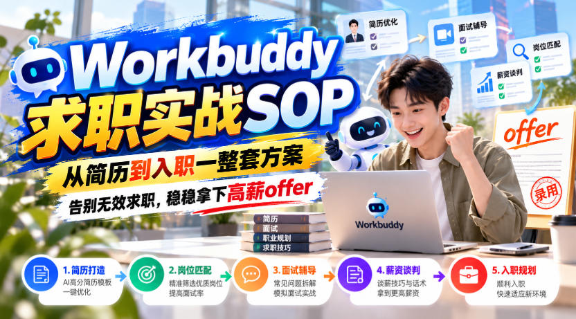 Workbuddy求职实战SOP：简历优化+面试通关+谈薪技巧，告别无效求职拿高薪offer