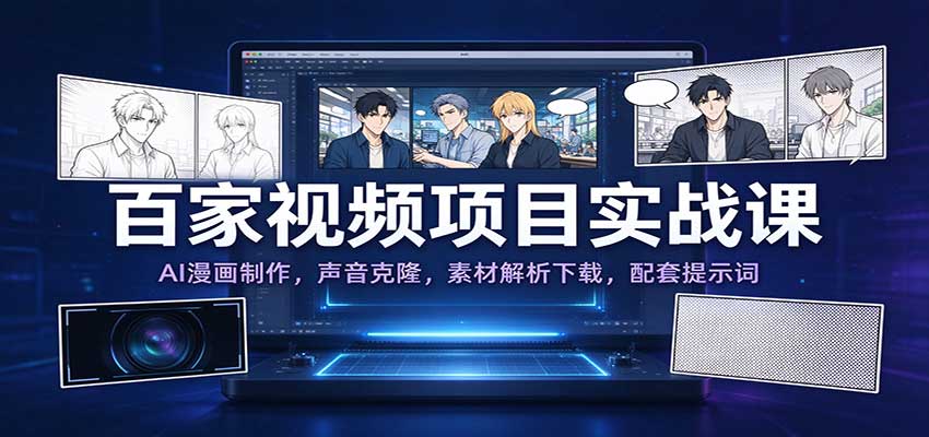百家AI漫画短视频实战：声音克隆+素材解析+提示词全流程