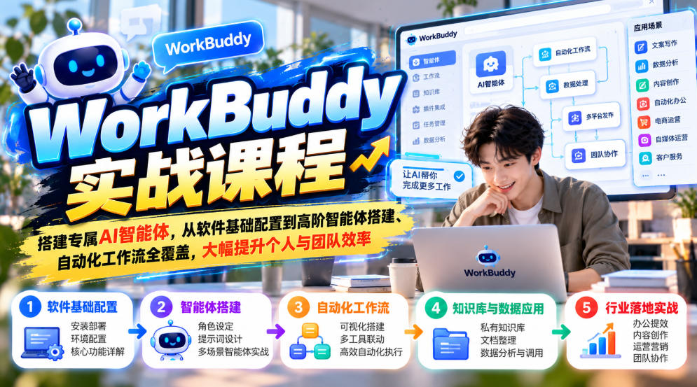 WorkBuddy实战课：AI智能体搭建与自动化工作流全攻略